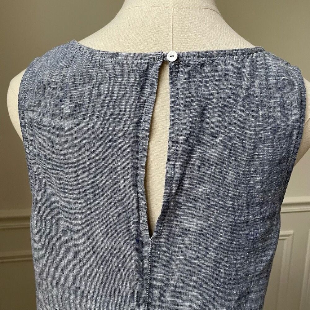 St Tropez West 100% Linen Blue Trapeze Sun Dress S - Picture 3 of 6